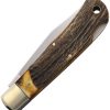 Queen Lockback Burnt Stag Horn Folding Knife 1095HC Steel