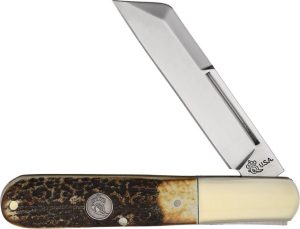 Queen Large Barlow Stag 1095HC Steel Folding Knife USA