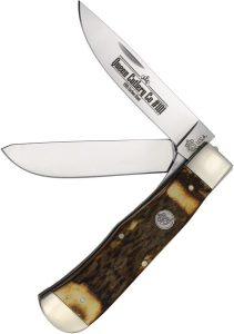 Queen Two Blade Lockback Stag Folding Knife 1095HC Steel