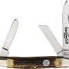 Queen Stag Stockman Folding Knife 1095HC Steel Stag Handle USA