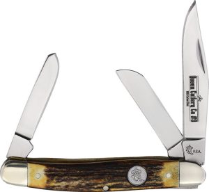 Queen Stag Stockman Folding Knife 1095HC Steel Stag Handle USA