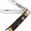 Queen Trapper Stag Folding Knife 1095HC Steel USA Made