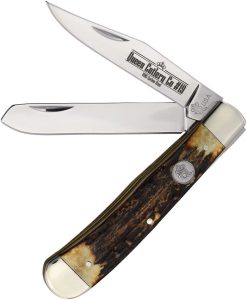 Queen Trapper Stag Folding Knife 1095HC Steel USA Made