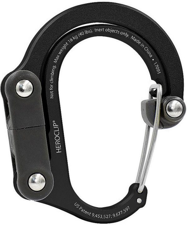 Heroclip Mini Stealth Black Carabiner Hook - 40 lbs