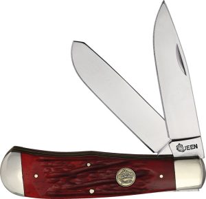 Queen Big Boy Trapper Red Bone Folding Knife 1065 Steel