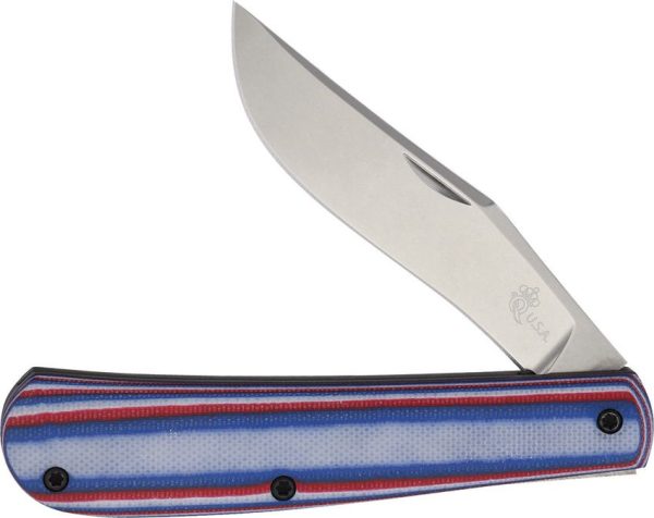 Queen Trapper Red White Blue G10 Folding Knife MagnaCut