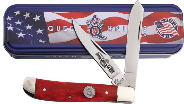 Queen Mini Trapper Red Bone Folding Knife 3.5" Stainless