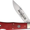 Queen Lockback Red Bone Folding Knife Stainless Clip Blade
