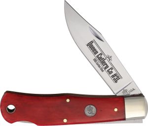 Queen Lockback Red Bone Folding Knife Stainless Clip Blade