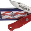 Queen Lockback Red Bone Folding Knife Stainless Clip Blade