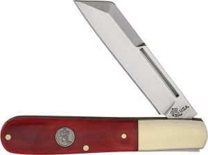 Queen Barlow Wharncliffe Red Bone Folding Knife 1095HC Steel