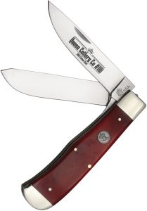 Queen Two Blade Lockback Red Bone Handle Folding Knife