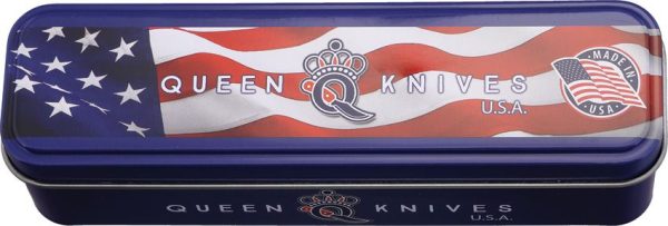 Queen Two Blade Lockback Red Bone Handle Folding Knife