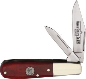 Queen Barlow Red Smooth Bone Folding Knife Stainless Clip Blade