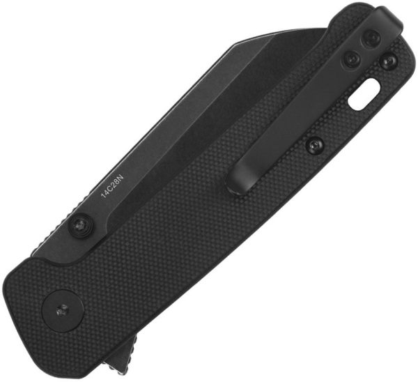 QSP Penguin Button Lock Folding Knife 14C28N Sandvik Black G10