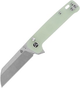 QSP Penguin Button Lock Jade G10 Folding Knife 14C28N Blade