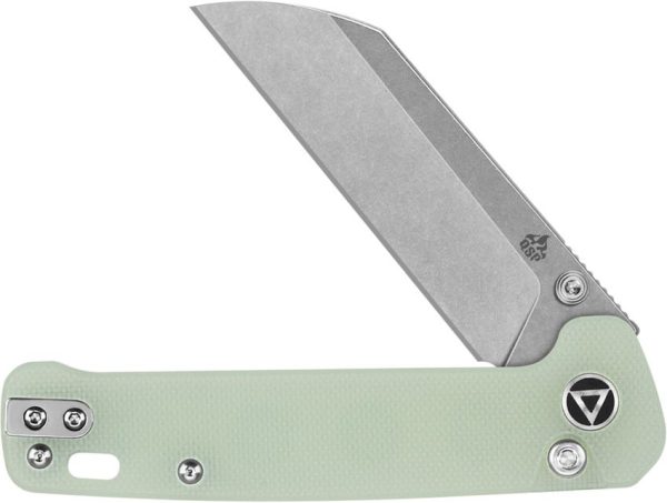 QSP Penguin Button Lock Jade G10 Folding Knife 14C28N Blade