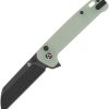 QSP Penguin Button Lock Folding Knife 14C28N Jade G10