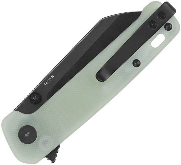 QSP Penguin Button Lock Folding Knife 14C28N Jade G10