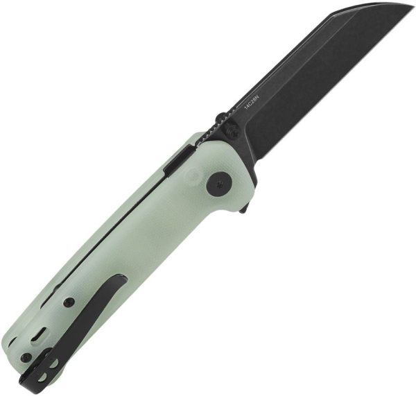 QSP Penguin Button Lock Folding Knife 14C28N Jade G10