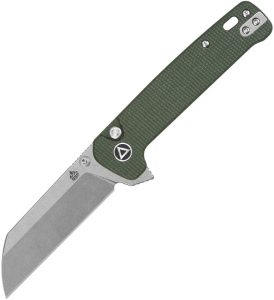 QSP Penguin Button Lock Folding Knife Green Micarta 14C28N