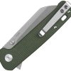 QSP Penguin Button Lock Folding Knife Green Micarta 14C28N