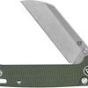 QSP Penguin Button Lock Folding Knife Green Micarta 14C28N