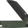 QSP Penguin Button Lock Folding Knife 14C28N Black Green Micarta