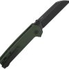 QSP Penguin Button Lock Folding Knife 14C28N Black Green Micarta