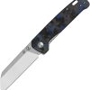 QSP Knife Penguin V2 Blue Carbon Fiber G10