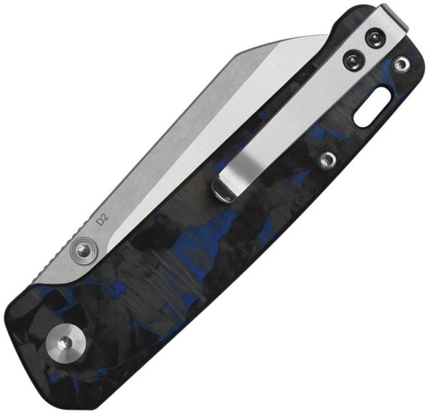 QSP Knife Penguin V2 Blue Carbon Fiber G10