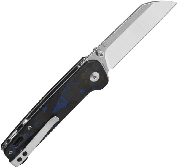 QSP Knife Penguin V2 Blue Carbon Fiber G10