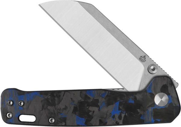 QSP Knife Penguin V2 Blue Carbon Fiber G10