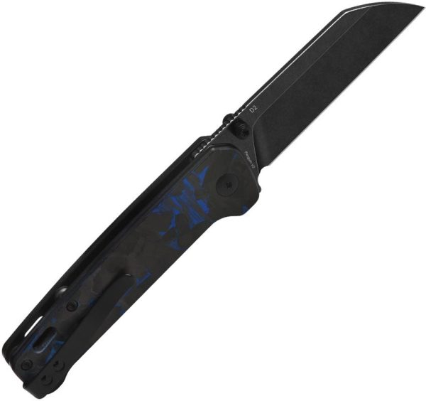 QSP Knife Penguin V2 Blue Carbon Fiber G10