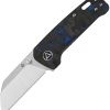 QSP Mini Penguin Linerlock Folding Knife Blue Carbon Fiber