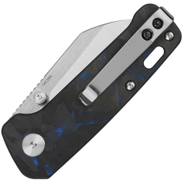 QSP Mini Penguin Linerlock Folding Knife Blue Carbon Fiber