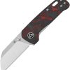QSP Mini Penguin Red Carbon Fiber 14C28N Folding Knife