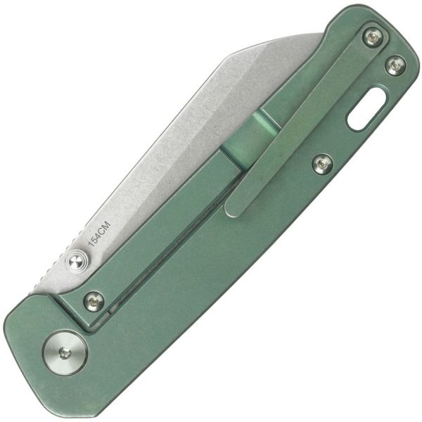 QSP Penguin Linerlock Folding Knife 154CM Green Titanium
