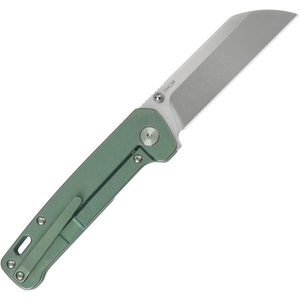 QSP Penguin Linerlock Folding Knife 154CM Green Titanium