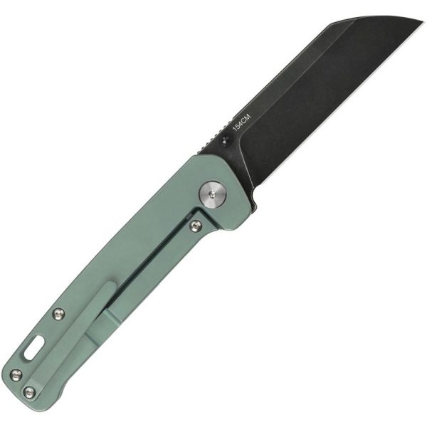 QSP Penguin Linerlock Folding Knife 154CM Green Titanium