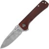 QSP Hawk Linerlock Damascus Cocobolo Folding Knife