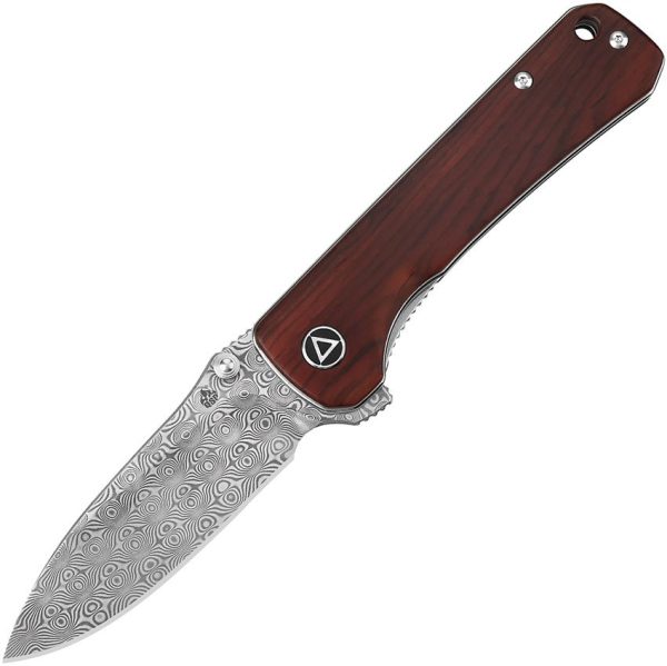 QSP Hawk Linerlock Damascus Cocobolo Folding Knife