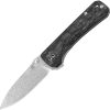 QSP Hawk Linerlock Folding Knife Damascus Steel Shredded CF