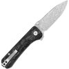 QSP Hawk Linerlock Folding Knife Damascus Steel Shredded CF