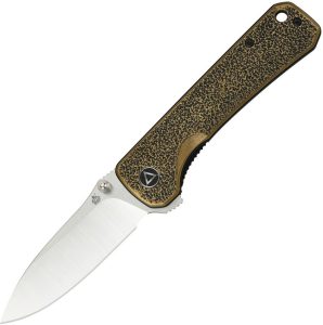 QSP Hawk Linerlock Brass Folding Knife 14C28N Blade