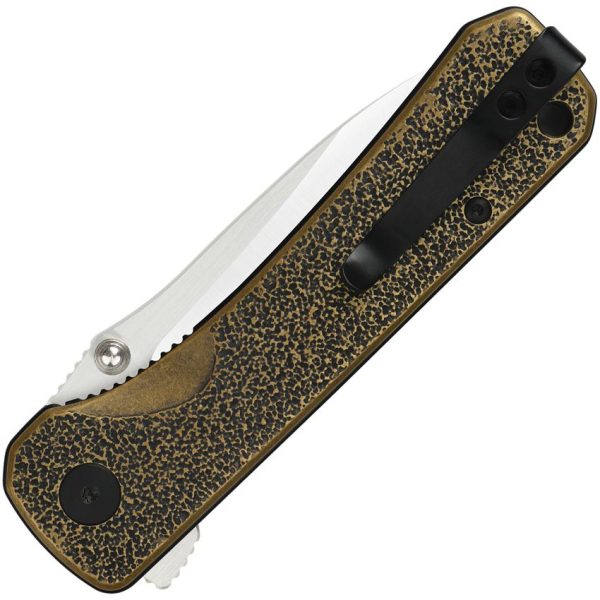 QSP Hawk Linerlock Brass Folding Knife 14C28N Blade