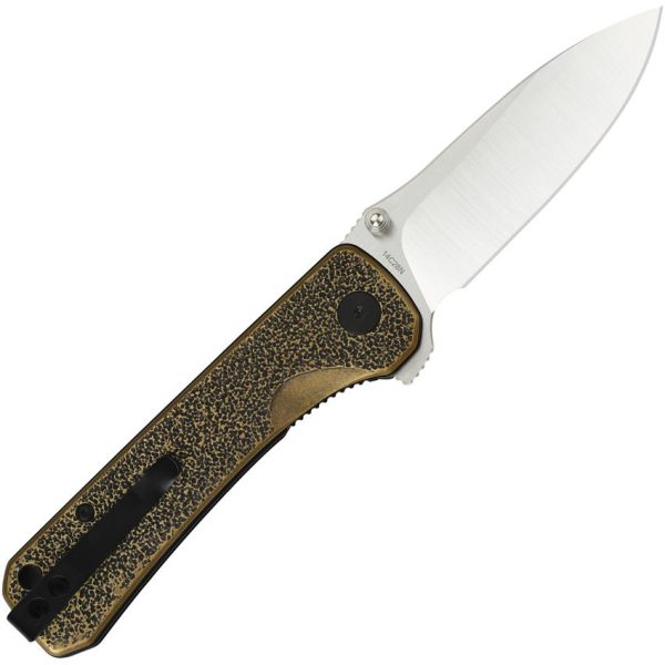 QSP Hawk Linerlock Brass Folding Knife 14C28N Blade