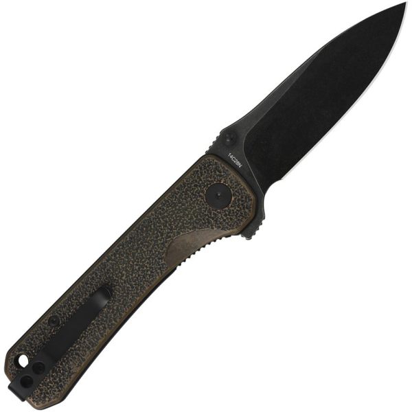 QSP Hawk Linerlock Copper Black Folding Knife 14C28N Stainless