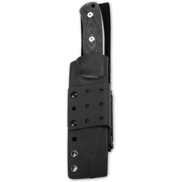 QSP Bison Fixed Blade Black D2 Steel Kydex Sheath Knife