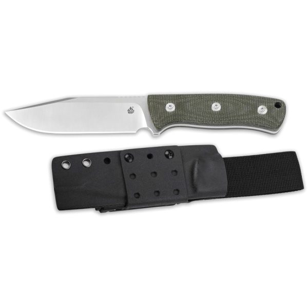 QSP Bison Fixed Blade D2 Steel Green Micarta Kydex Sheath